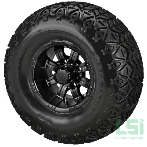 10X7 Matte Black Casino Wheel On 22X11-10 Trail Tire 10 Lifted Assembly