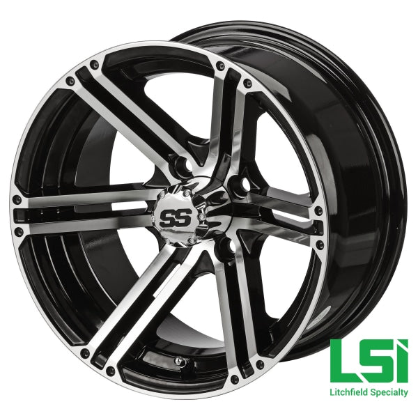 12X6 Machined/black Yukon Wheel -12