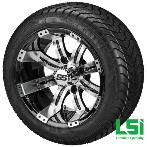 12X7 Black & Machined Casino Wheel On 215/40-12 Lsi Elite Tire 12 Low Profile Assembly