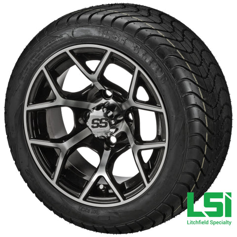 12X7 Black & Machined Ninja Wheel On 215/40-12 Lsi Elite Tire 12 Low Profile Assembly