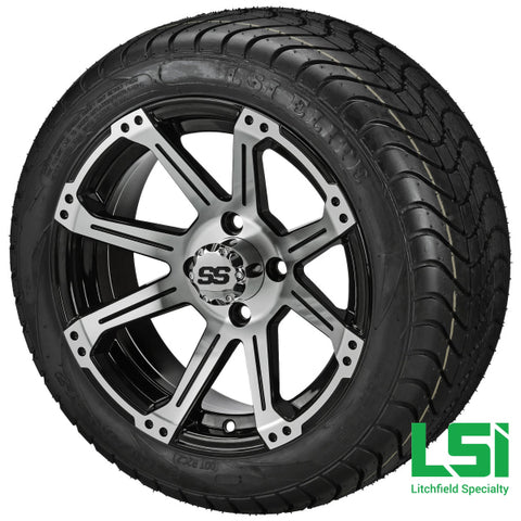12X7 Black & Machined Rampage Wheel On 215/40-12 Lsi Elite Tire 12 Low Profile Assembly