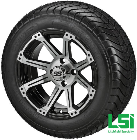 12X7 Black & Machined Rampage Wheel On 215/50-12 Lsi Elite Tire 12 Low Profile Assembly