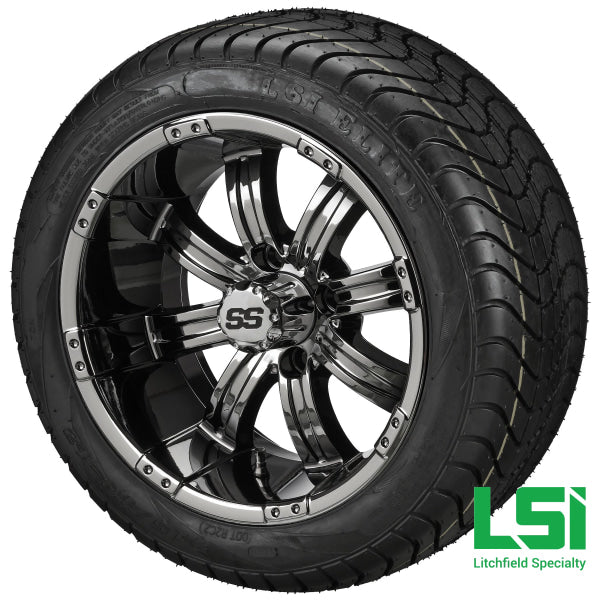 12X7 Black Mirror Casino Wheel On 215/40-12 Lsi Elite Tire 12 Low Profile Assembly