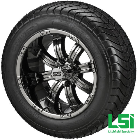 12X7 Black Mirror Casino Wheel On 215/50-12 Lsi Elite Tire 12 Low Profile Assembly
