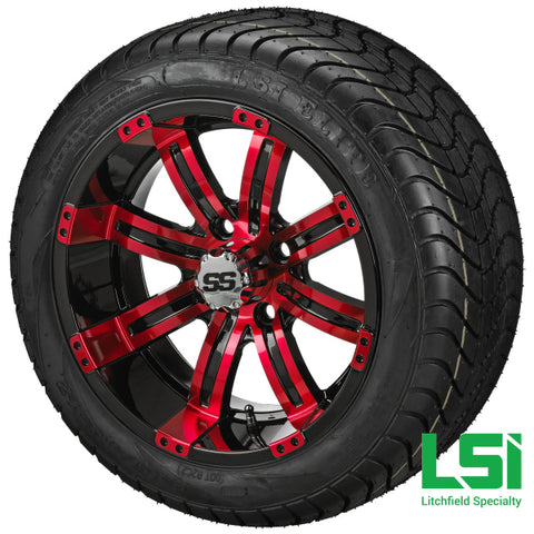 12X7 Black & Red Casino Wheel On 215/40-12 Lsi Elite Tire 12 Low Profile Assembly