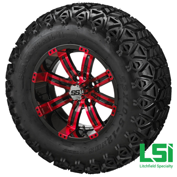 12X7 Black & Red Casino Wheel On 23X10.50-12 Trail Tire 12 Lifted Assembly