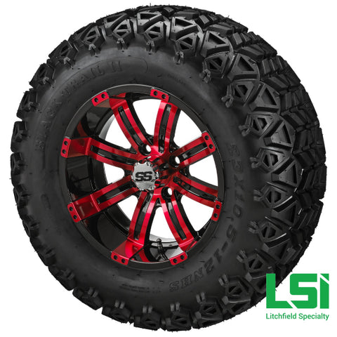 12X7 Black & Red Casino Wheel On 23X10.50-12 Trail Tire 12 Lifted Assembly