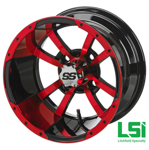 12X7 Black/red Maltese Cross Wheel -12