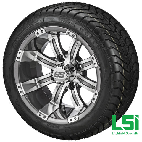 12X7 Gun Metal Gray & Machined Casino Wheel On 215/40-12 Lsi Elite Tire 12 Low Profile Assembly