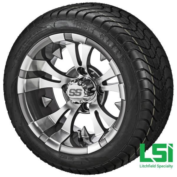 12X7 Gun Metal Gray & Machined Warlock Wheel On 215/40-12 Lsi Elite Tire 12 Low Profile Assembly