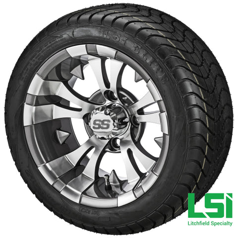 12X7 Gun Metal Gray & Machined Warlock Wheel On 215/40-12 Lsi Elite Tire 12 Low Profile Assembly