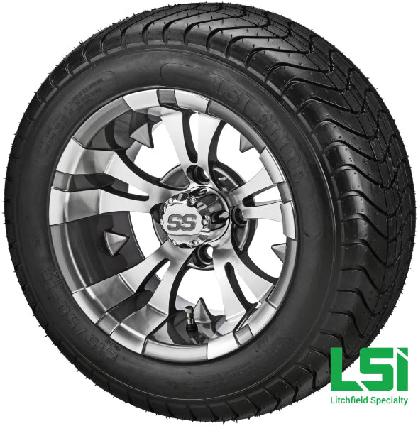 12X7 Gun Metal Gray & Machined Warlock Wheel On 215/50-12 Lsi Elite Tire 12 Low Profile Assembly