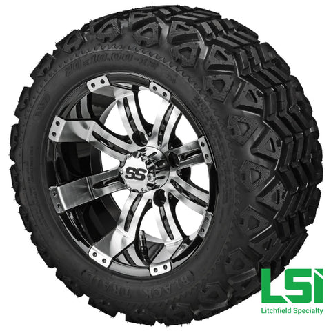 12X7 Machined & Black Casino Wheel On 20X10.00-12 Trail Tire 12 Lifted Assembly