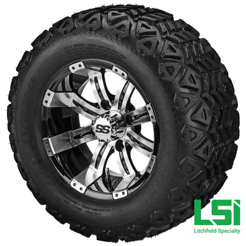 12X7 Machined & Black Casino Wheel On 22X11-12 Trail Tire 12 Lifted Assembly