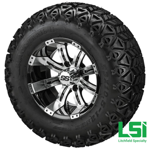 12X7 Machined & Black Casino Wheel On 23X10.50-12 Trail Tire 12 Lifted Assembly