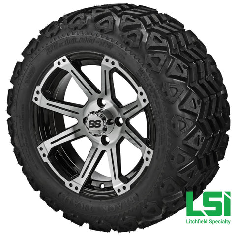 12X7 Machined & Black Rampage Wheel On 20X10.00-12 Trail Tire 12 Lifted Assembly