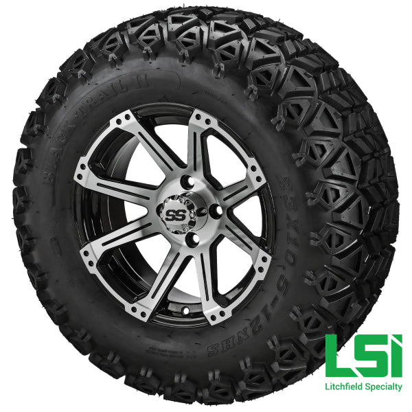 12X7 Machined & Black Rampage Wheel On 23X10.50-12 Trail Tire 12 Lifted Assembly