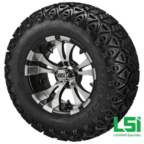 12X7 Machined & Black Warlock Wheel On 23X10.50-12 Trail Tire 12 Lifted Assembly