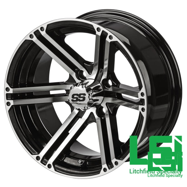 12X6 Machined/black Yukon Wheel -12