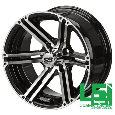 12X6 Machined/black Yukon Wheel -12