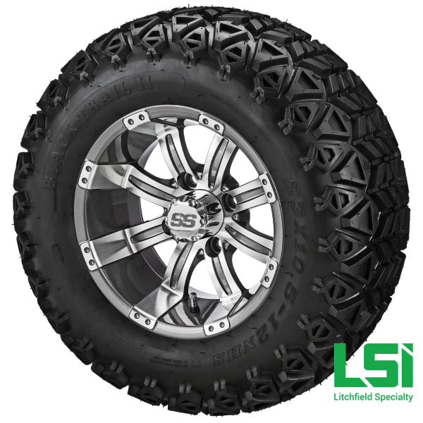 12X7 Machined & Gun Metal Gray Casino Wheel On 23X10.50-12 Black Trail Tire 12 Lifted Assembly
