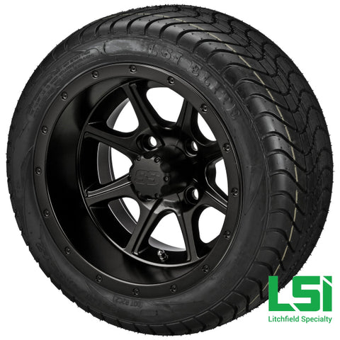 12X7 Matte Black Azusa Wheel On 215/40-12 Lsi Elite Tire 12 Low Profile Assembly