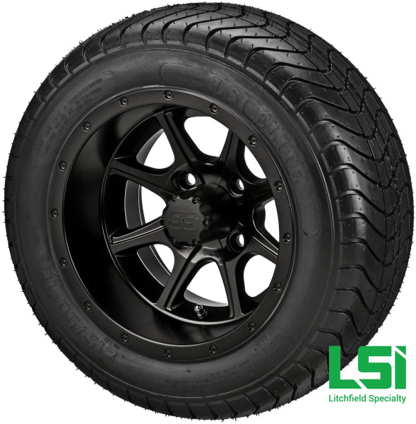 12X7 Matte Black Azusa Wheel On 215/50-12 Lsi Elite Tire 12 Low Profile Assembly