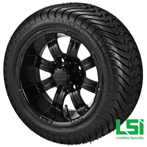 12X7 Matte Black Casino Wheel On 215/35-12 Lsi Elite Tire 12 Low Profile Assembly