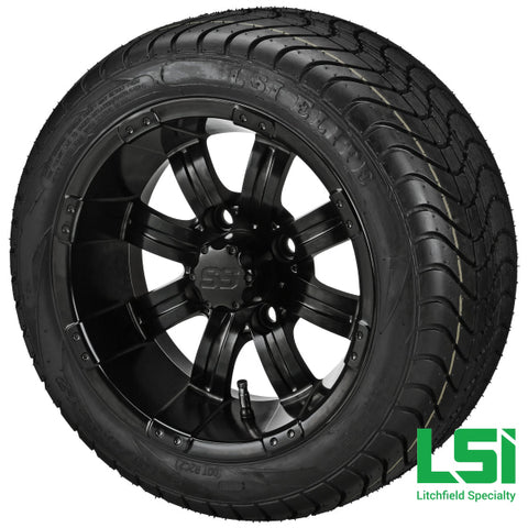 12X7 Matte Black Casino Wheel On 215/40-12 Lsi Elite Tire 12 Low Profile Assembly