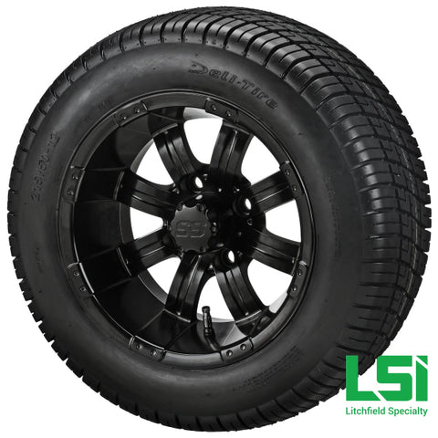 12X7 Matte Black Casino Wheel On 215/50-12 Deli Tire 12 Low Profile Assembly