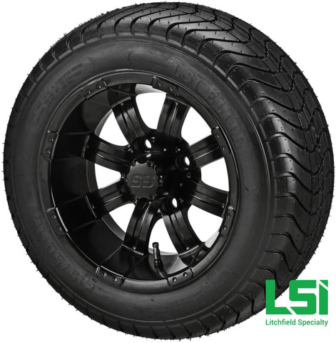12X7 Matte Black Casino Wheel On 215/50-12 Lsi Elite Tire 12 Low Profile Assembly