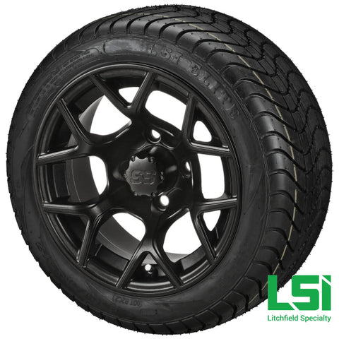 12X7 Matte Black Ninja Wheel On 215/40-12 Lsi Elite Tire 12 Low Profile Assembly