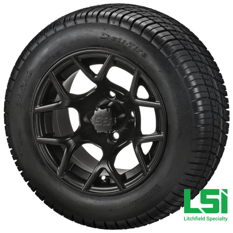 12X7 Matte Black Ninja Wheel On 215/50-12 Deli Tire 12 Low Profile Assembly