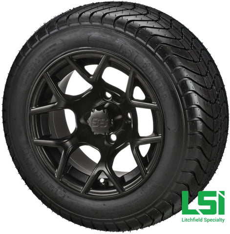 12X7 Matte Black Ninja Wheel On 215/50-12 Lsi Elite Tire 12 Low Profile Assembly