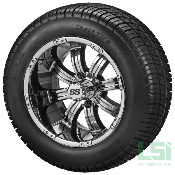 12X7 Mirror Casino Wheel On 215/50-12 Deli Tire 12 Low Profile Assembly
