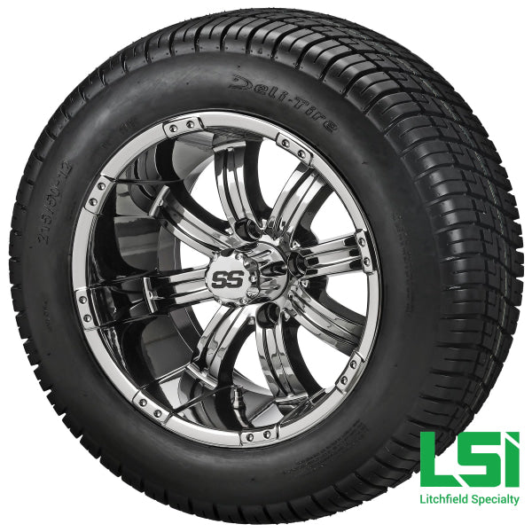 12X7 Mirror Casino Wheel On 215/50-12 Deli Tire 12 Low Profile Assembly