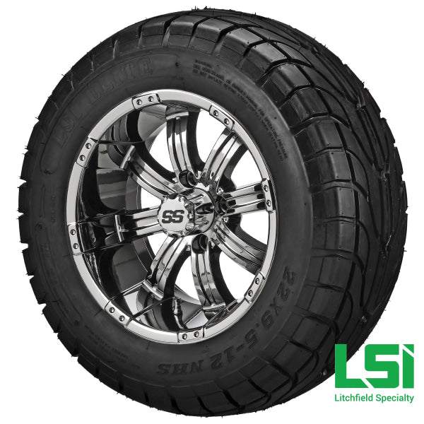 12X7 Mirror Casino Wheel On 22X9.50-12 Lsi Elite Street Tire 12 Lifted Assembly