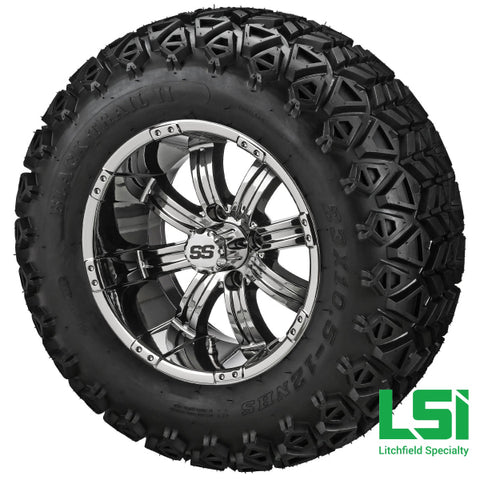 12X7 Mirror Casino Wheel On 23X10.50-12 Black Trail Tire 12 Lifted Assembly