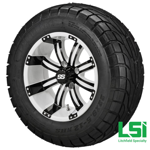 12X7 White & Black Casino Wheel On 22X9.50-12 Lsi Elite Street Tire 12 Lifted Assembly