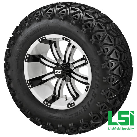 12X7 White & Black Casino Wheel On 23X10.50-12 Trail Tire 12 Lifted Assembly