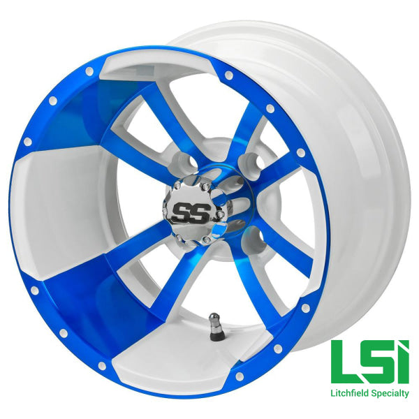 12X7 White/blue Maltese Cross Wheel -12