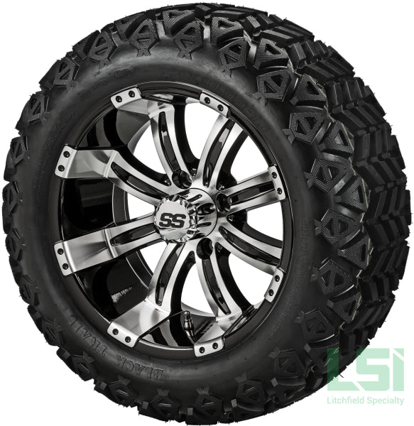 14X7 Black & Machined Casino Wheel On 23X10-14 Trail 14 Lifted Assembly