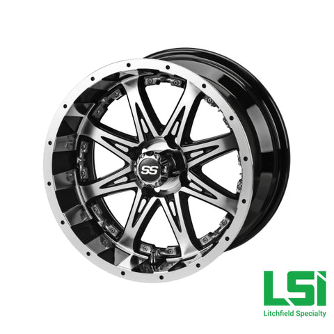 14X7 Black & Machined Revenge Wheel W/chrome Inserts - 14