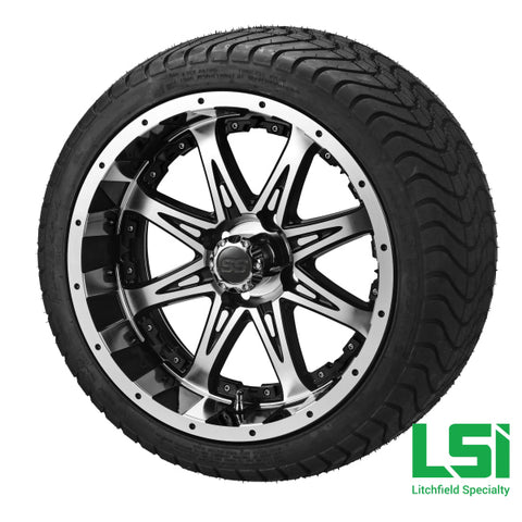 14X7 Black/machined Revenge Wheel W/black Inserts On 215/35-14 Lsi Elite Tire/wheel Assembly