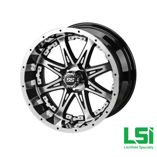 14X7 Black & Machined Revenge Wheel W/white Inserts - 14