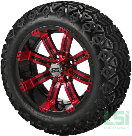 14X7 Black & Red Casino Wheel On 23X10-14 Trail 14 Lifted Assembly