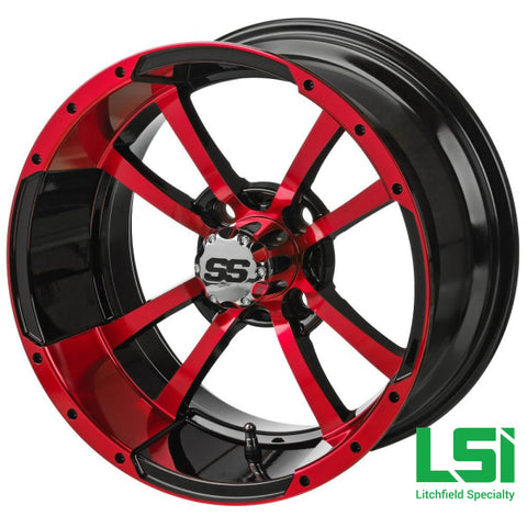 14X7 Black/red Maltese Cross Wheel - 14