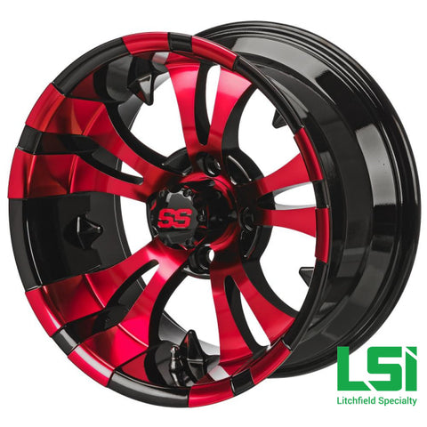 14X7 Black/red Warlock Wheel - 14