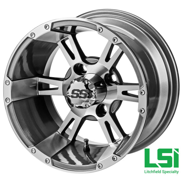 14X7 Gun Metal Gray/Machined Raptor Wheel - 14