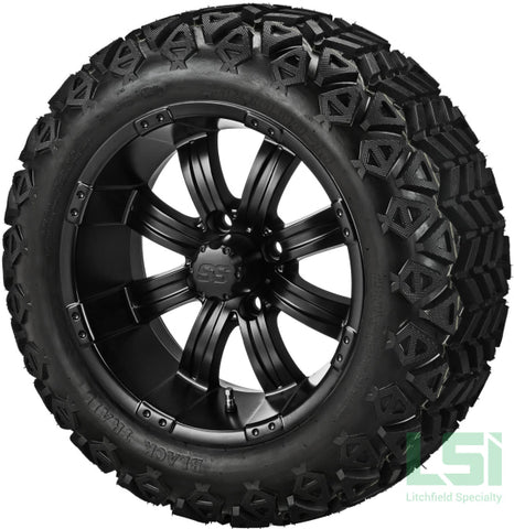 14X7 Matte Black Casino Wheel On 23X10-14 Trail 14 Lifted Assembly